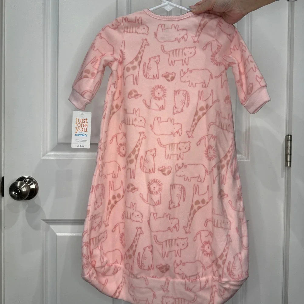 Carters Pink Fleece Animal Print Sleep Sack Wearable Blanket Size‎ 3-6M